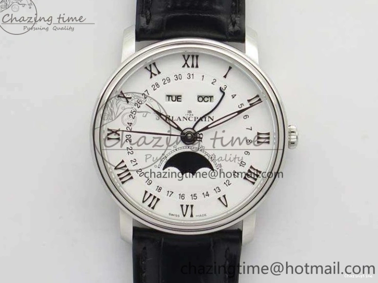 0519 Villeret 6651 SS ZF 1:1 Best Edition White Dial On Black Leather Strap A Practical 8098